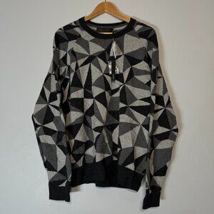 NWT J BRAND Geometric Patterned Crew Neck Knit Sweater Coal L Unisex